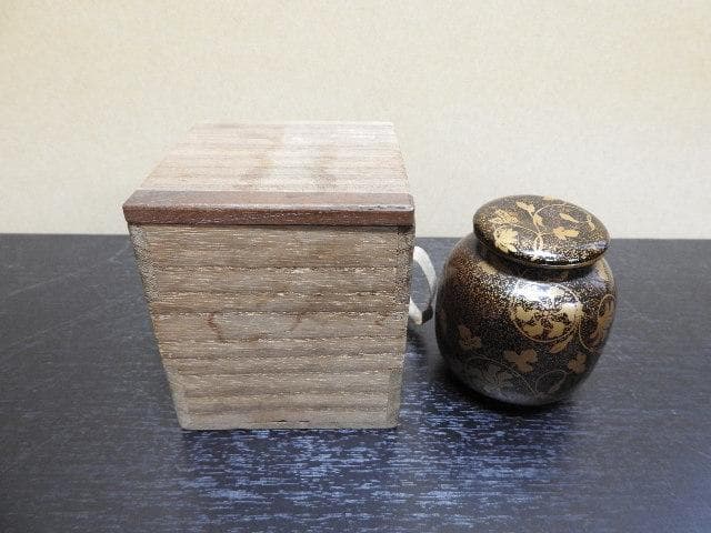 梨地ツタ蒔絵茶入？　江戸時代　保存箱　MA268