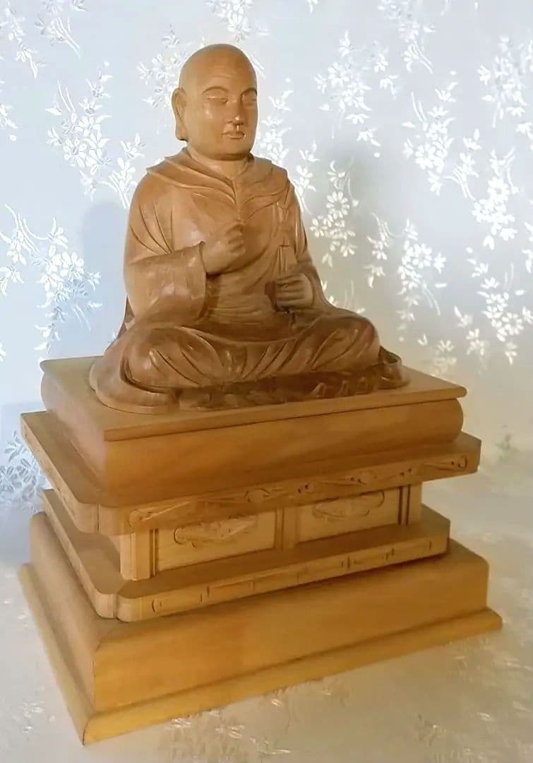 僧形坐像 法然上人坐像 #074 ◆白檀 木彫 仏像