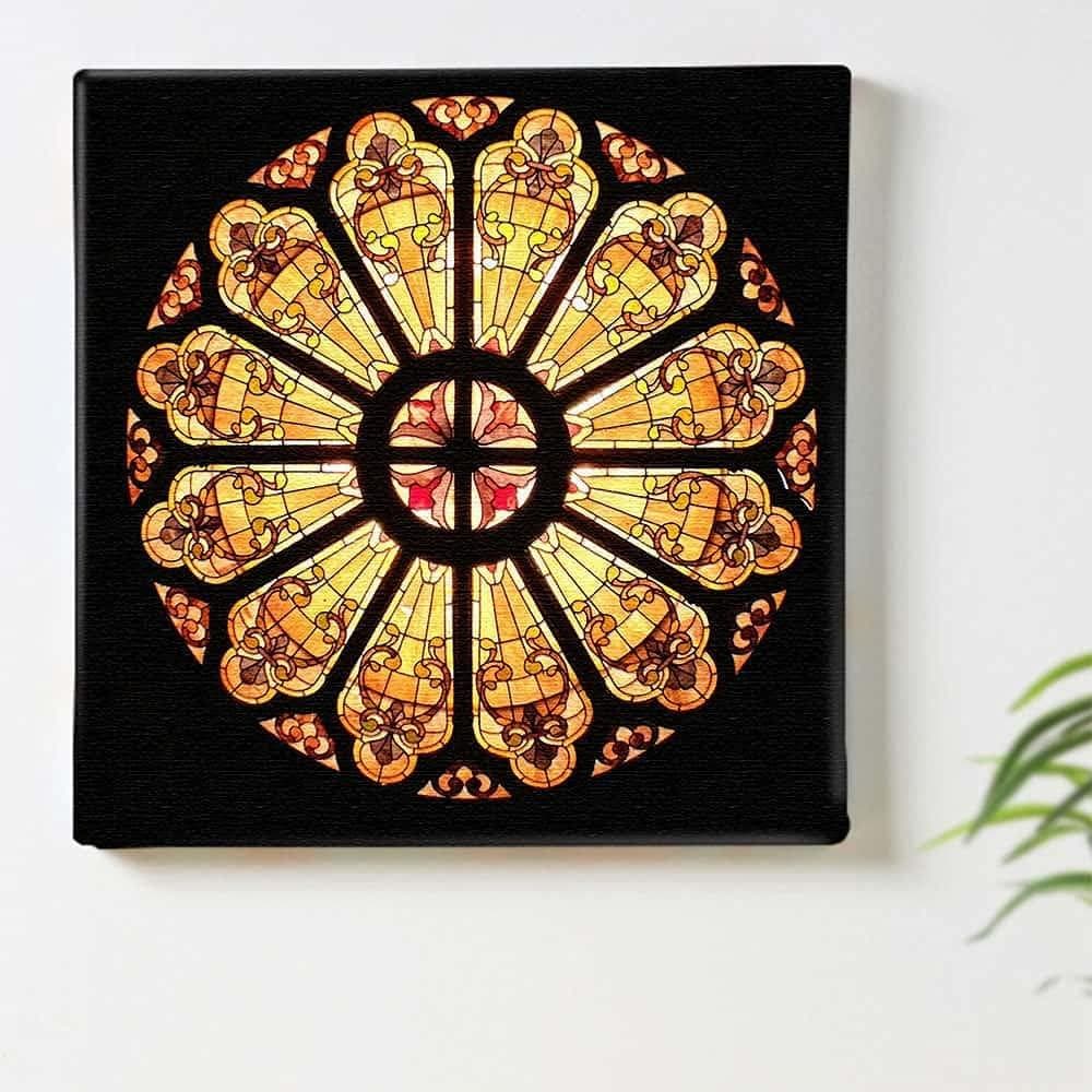 ステンドグラス アンティーク アートパネル cru-0016_30× 30_新品