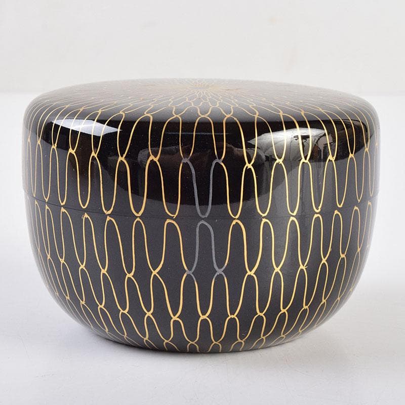 茶道具　蒔絵師　荒井正春作　網目蒔絵　平棗　鵬雲斎極め箱　D　R9204