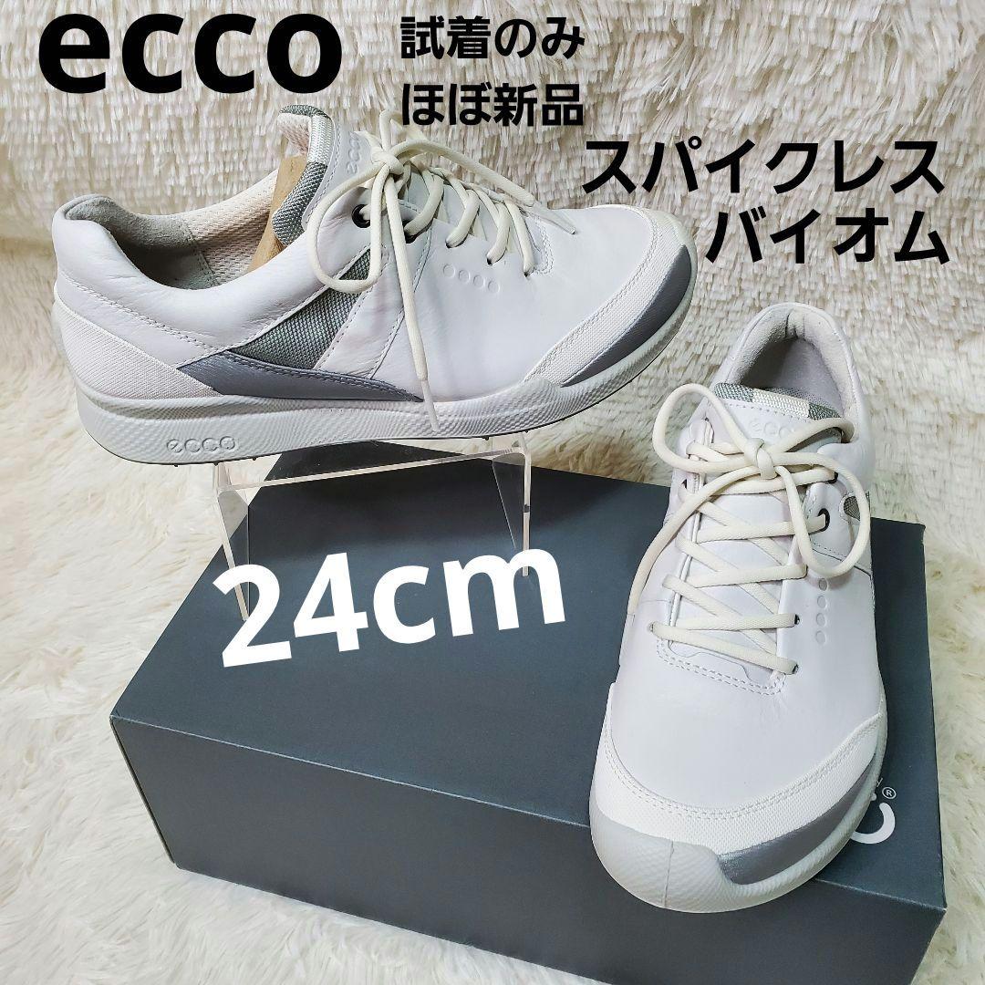【試着のみ】ecco　ゴルフシューズ　バイオム　スパイクレス　24cm　ホワイト