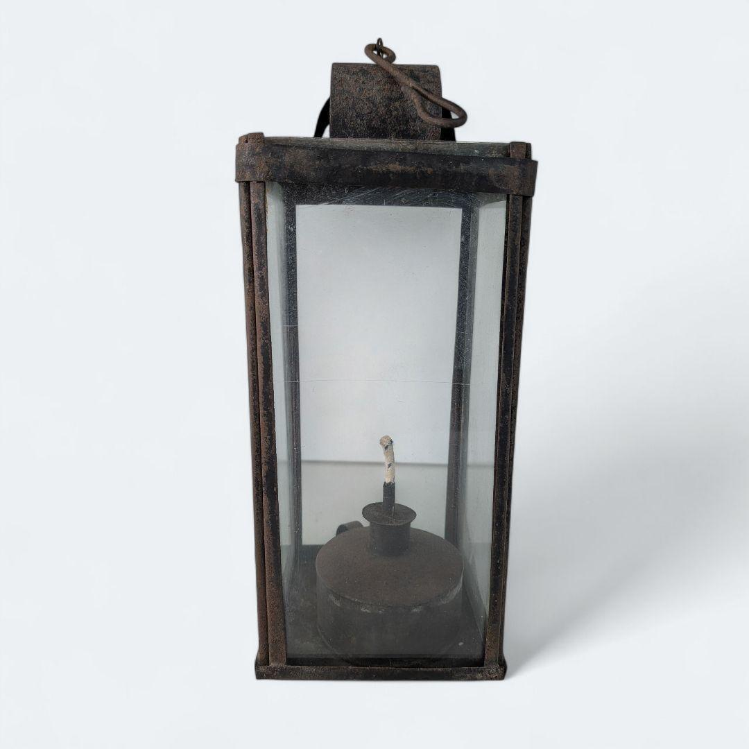 【 ヴィンテージ 】 オイルランタン／ガラスケース／吊り下げランプ