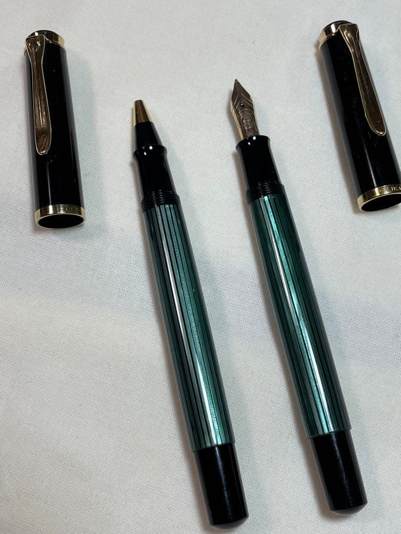 ペリカン　スーべレーン万年筆M400ボールペン　緑縞　2本セット