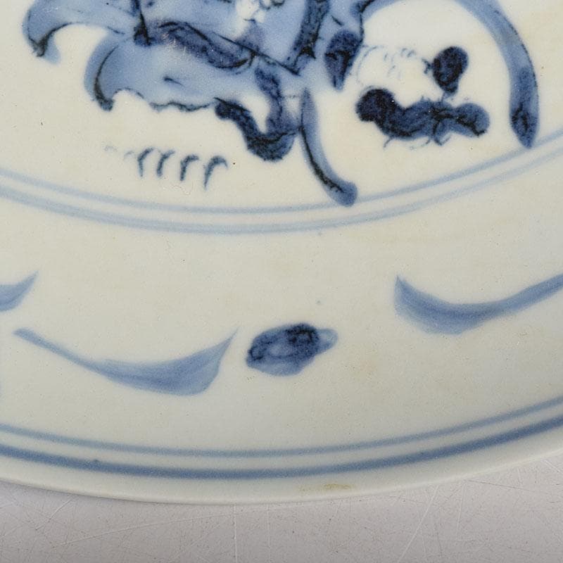 中国　天啓年製　青花　山水人物文盤　皿　V　R8823