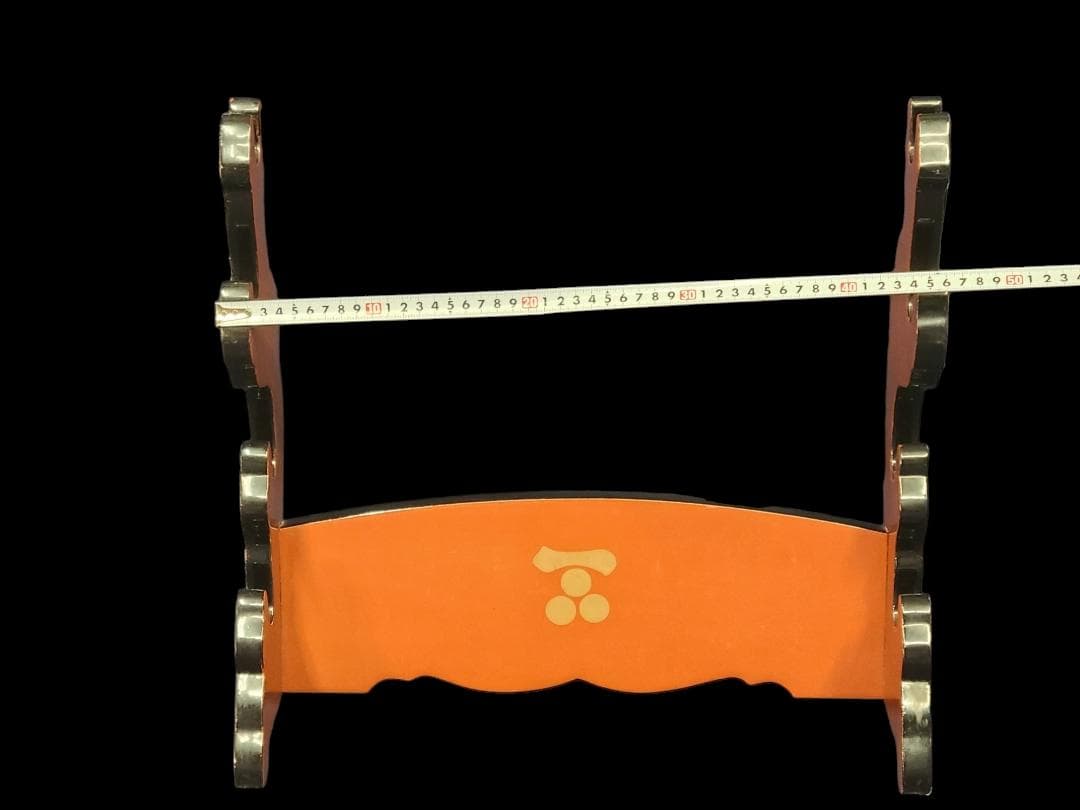 長門三つ星 家紋 刀掛け 3本掛け 約45x46x18 1.7kg 骨董1118