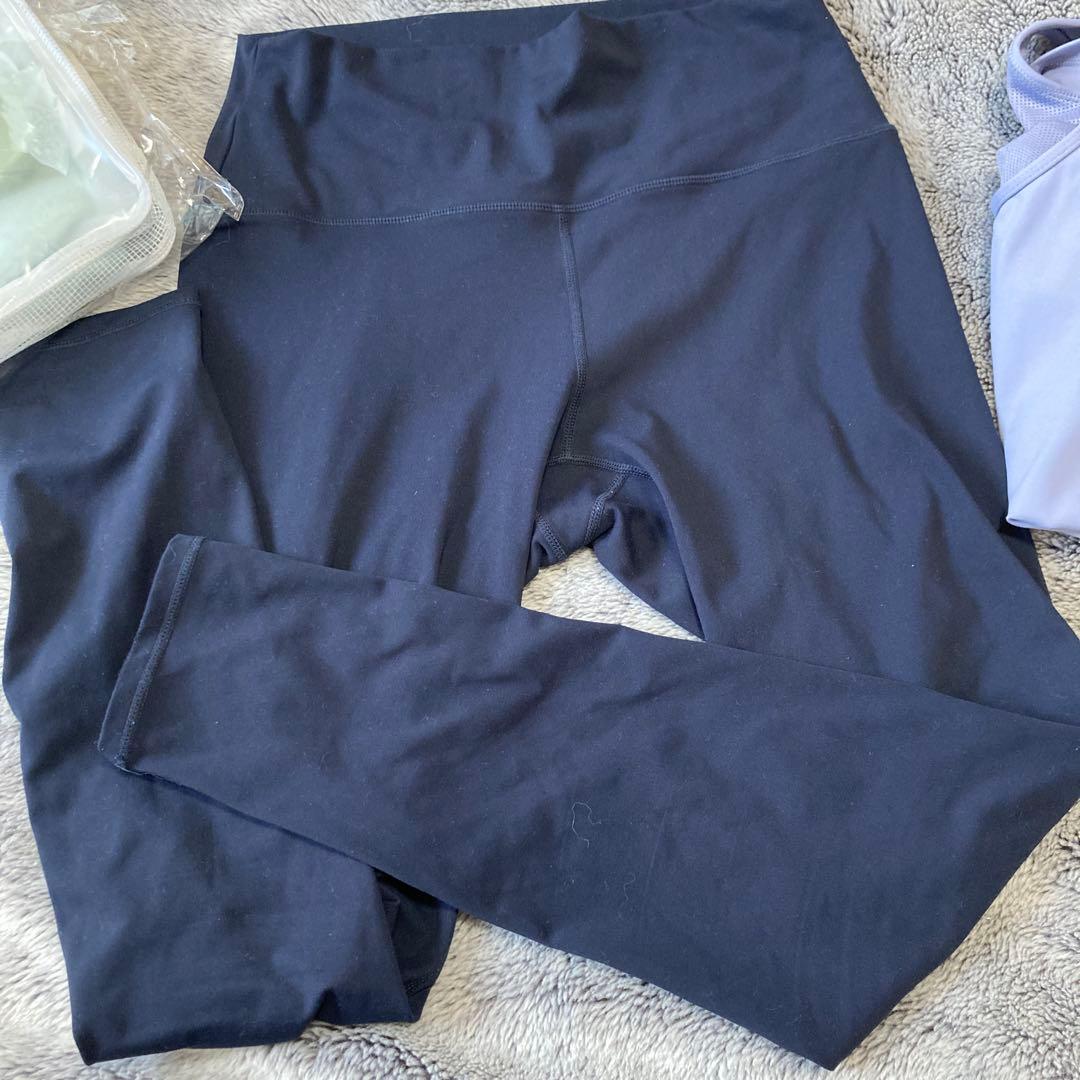 ホットヨガウェア　紫×ネイビー　Lサイズ