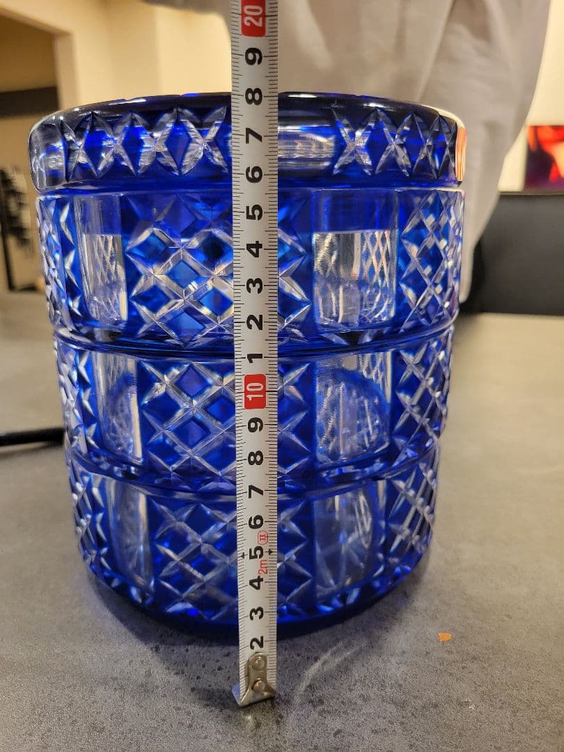 【貴重】切子　ガラス器　三段重