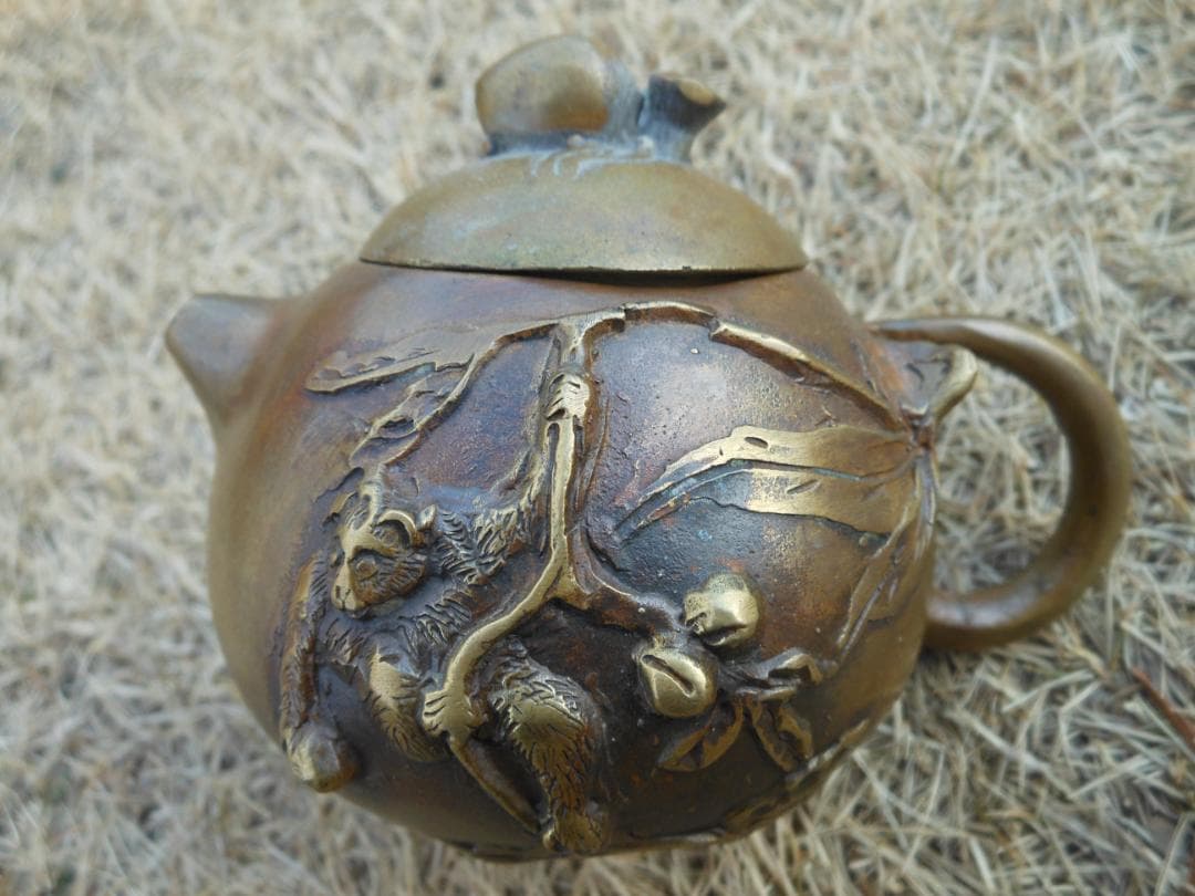 急須　茶器　茶壷　煎茶道具　茶事　金属製　アンティーク　古美術品