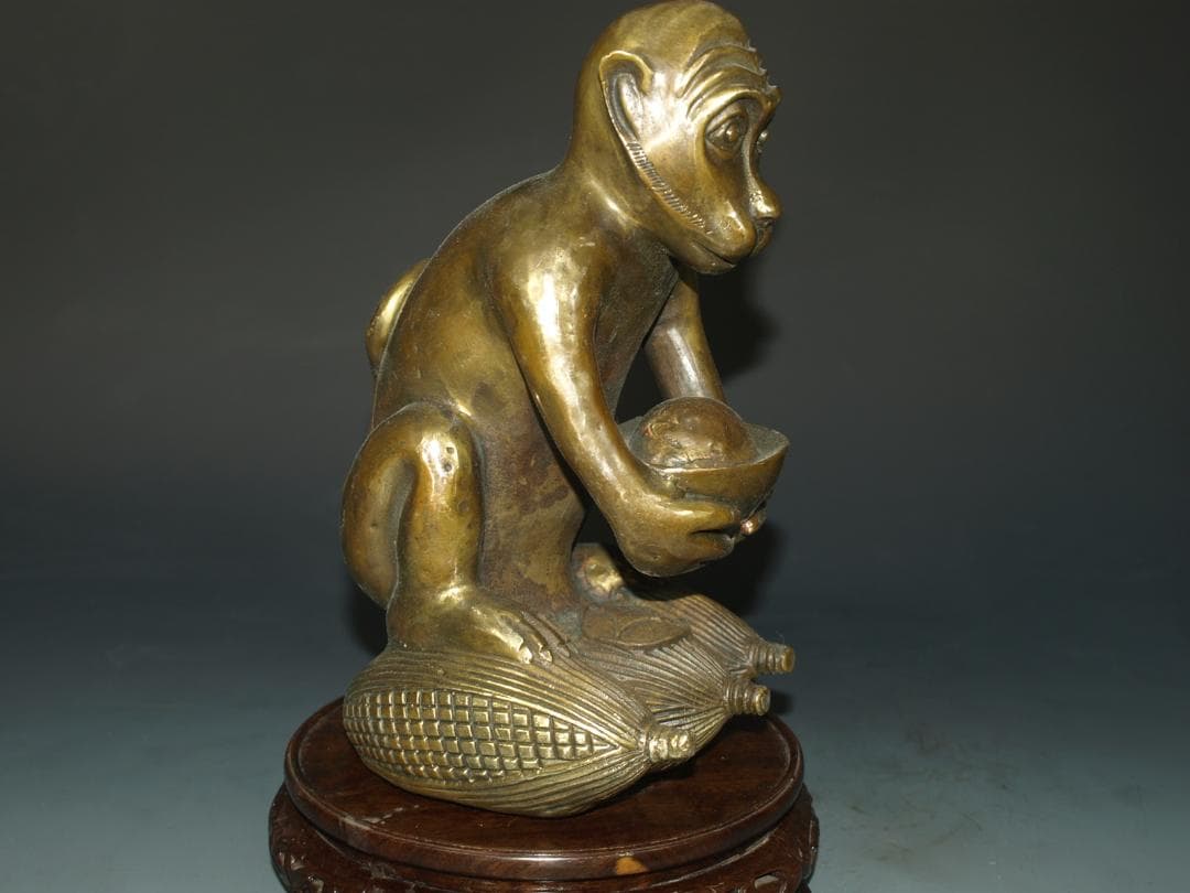 旧家整理品　中国清時代 銅製猿像※激安骨董品 N1133 C11-3