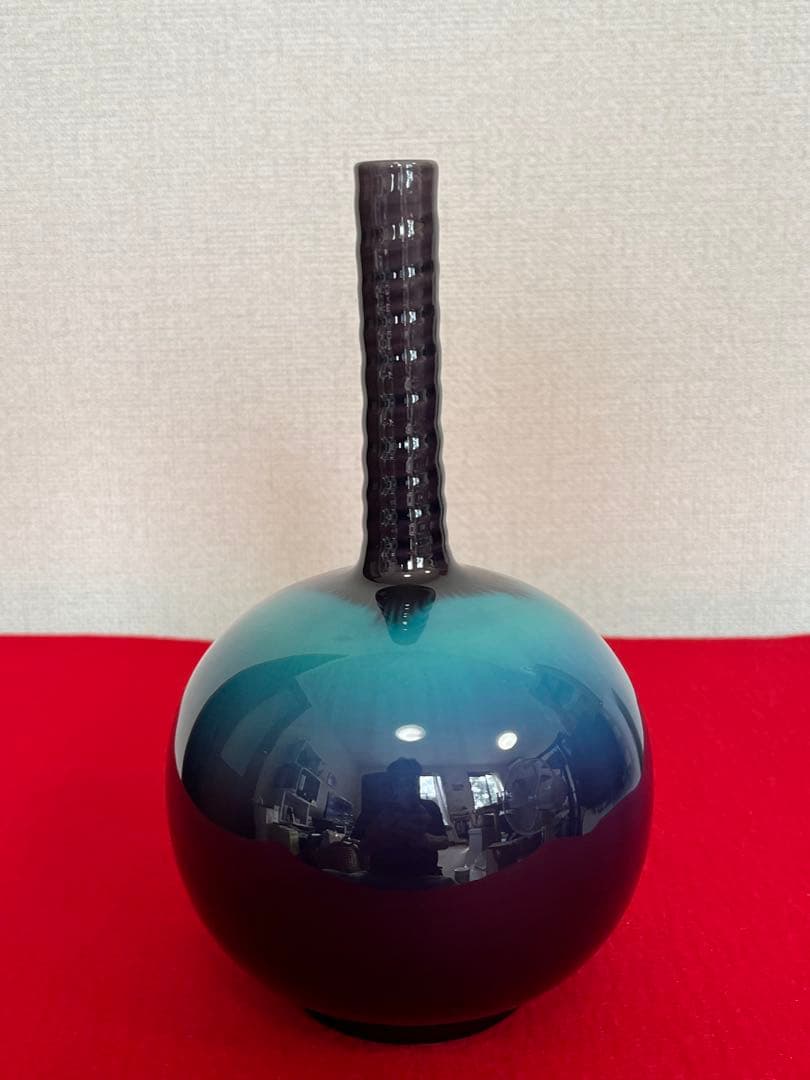 人間国宝 柳雨軒 三代 徳田八十吉 花入 管理T292 共箱 共布 陶歴付