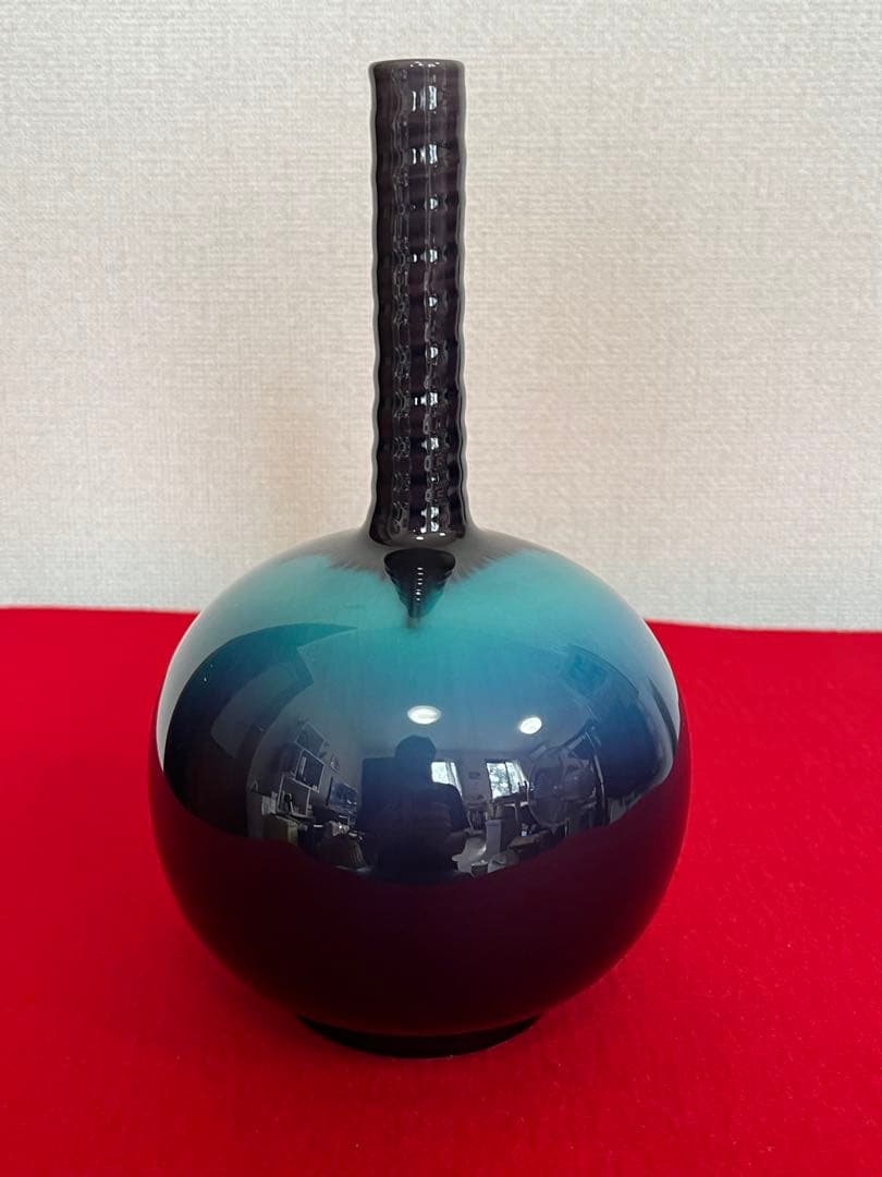 人間国宝 柳雨軒 三代 徳田八十吉 花入 管理T292 共箱 共布 陶歴付