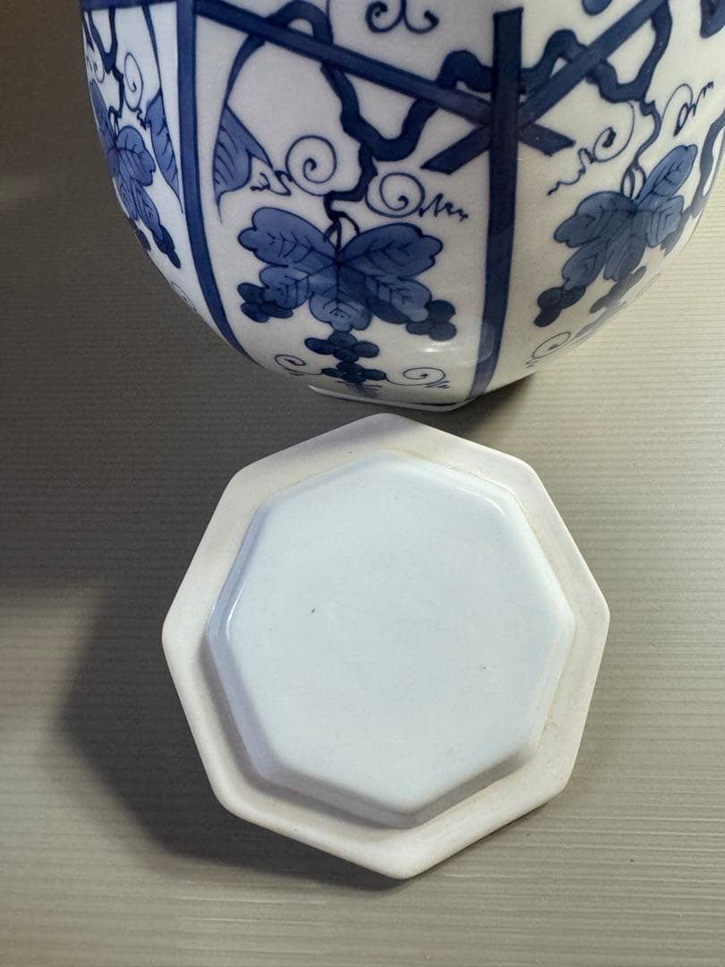 1552 平安景雲　染付葡萄棚文　水指　共箱