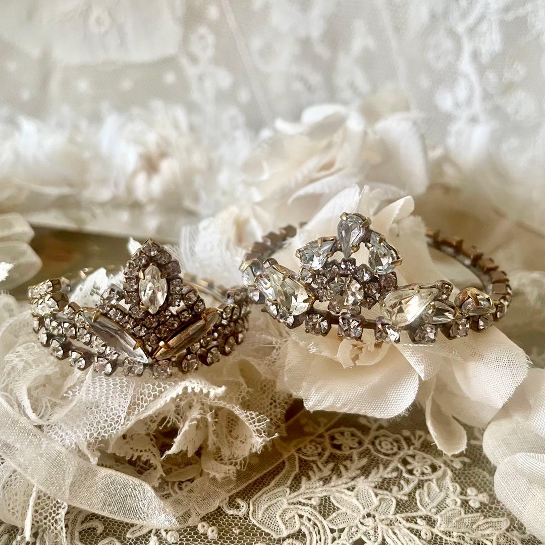 チェコガラスドールティアラA ラインストーン　フランスアンティークヴィンテージ