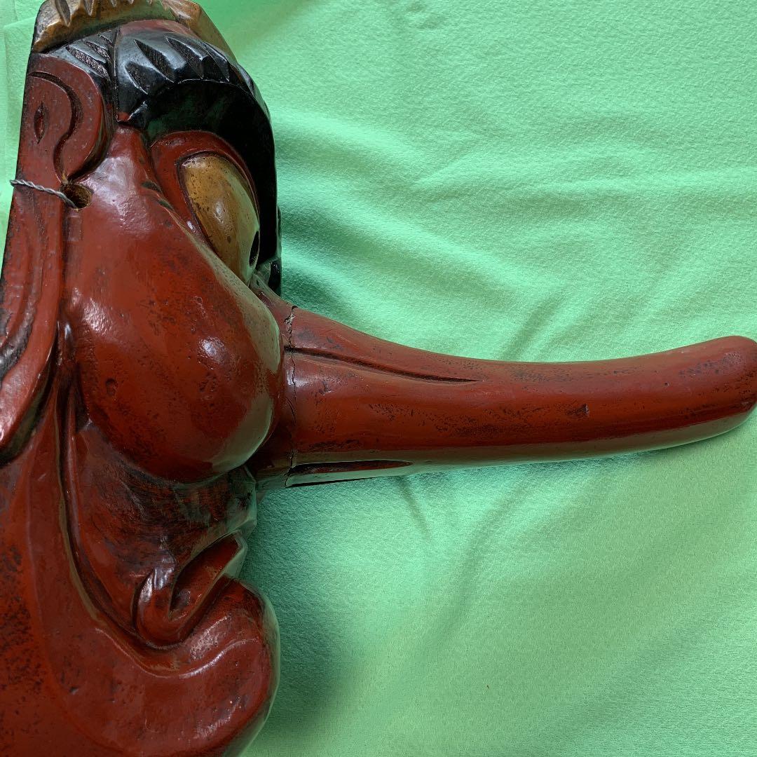 木彫り　天狗面　重量級