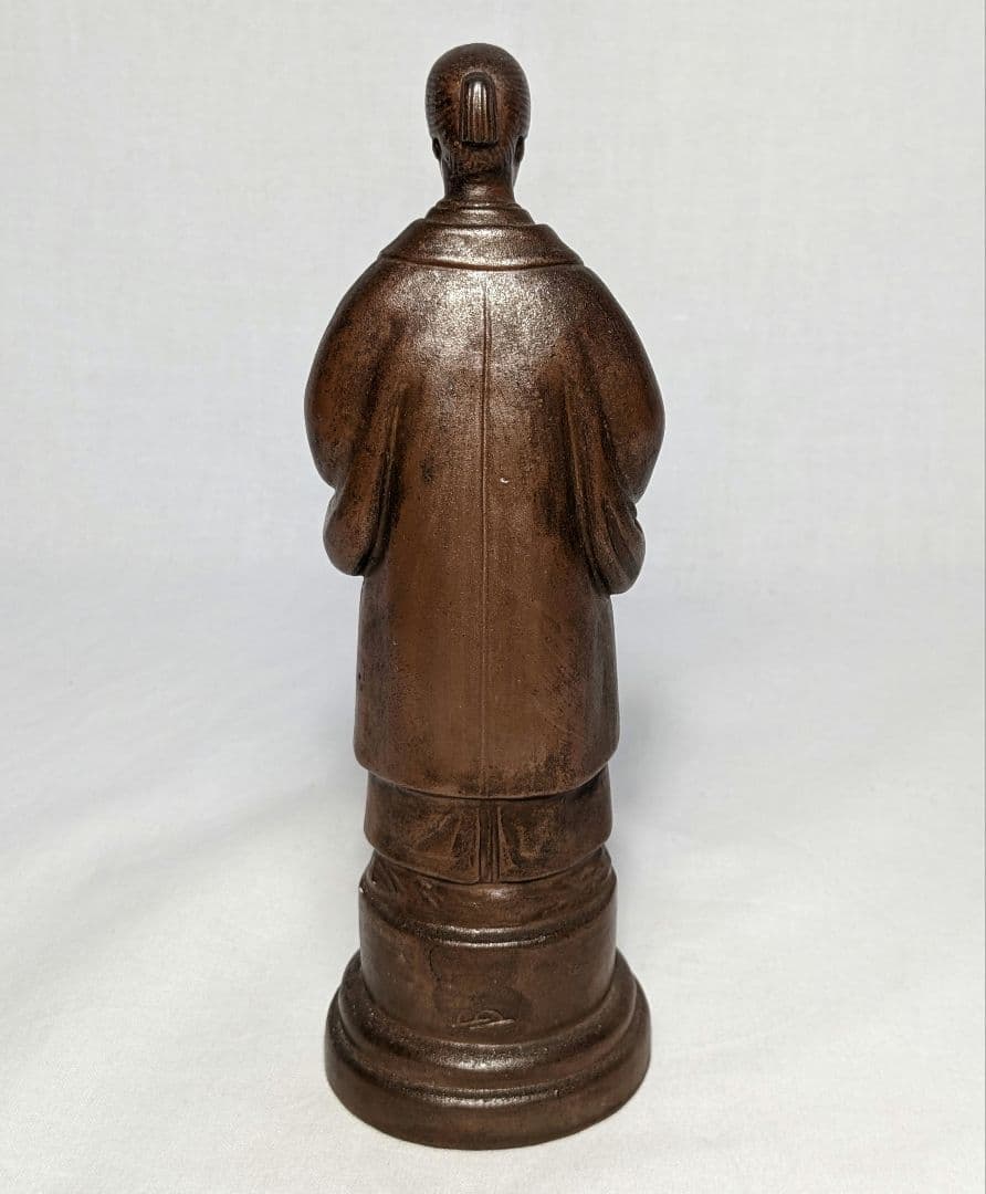 西村春湖 備前焼 奥村五百子像 春湖苑識箱 陶像 陶器人形 人物像 在銘 置物