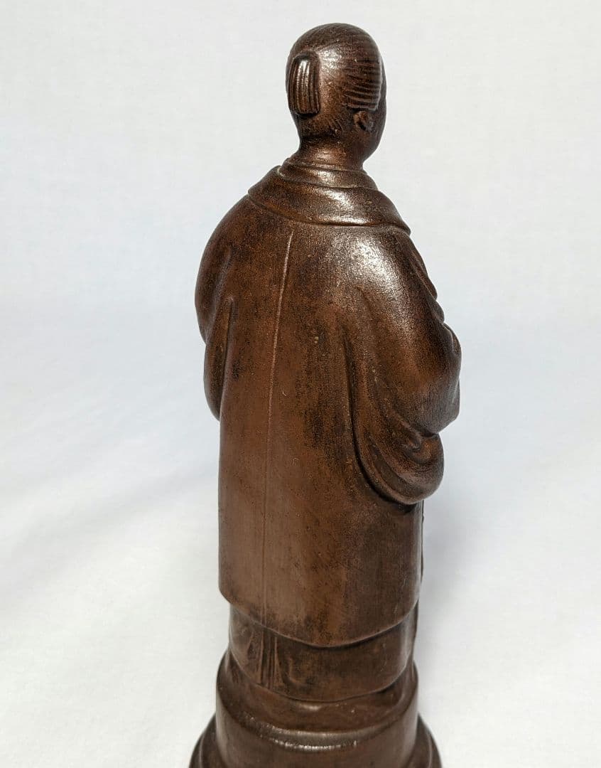 西村春湖 備前焼 奥村五百子像 春湖苑識箱 陶像 陶器人形 人物像 在銘 置物