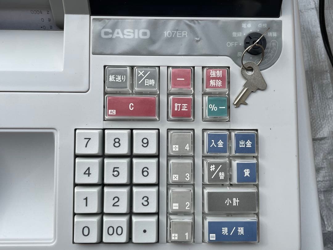 【動作品】CASIO カシオ電子レジスター 107ER 本体・鍵・取扱説明書付