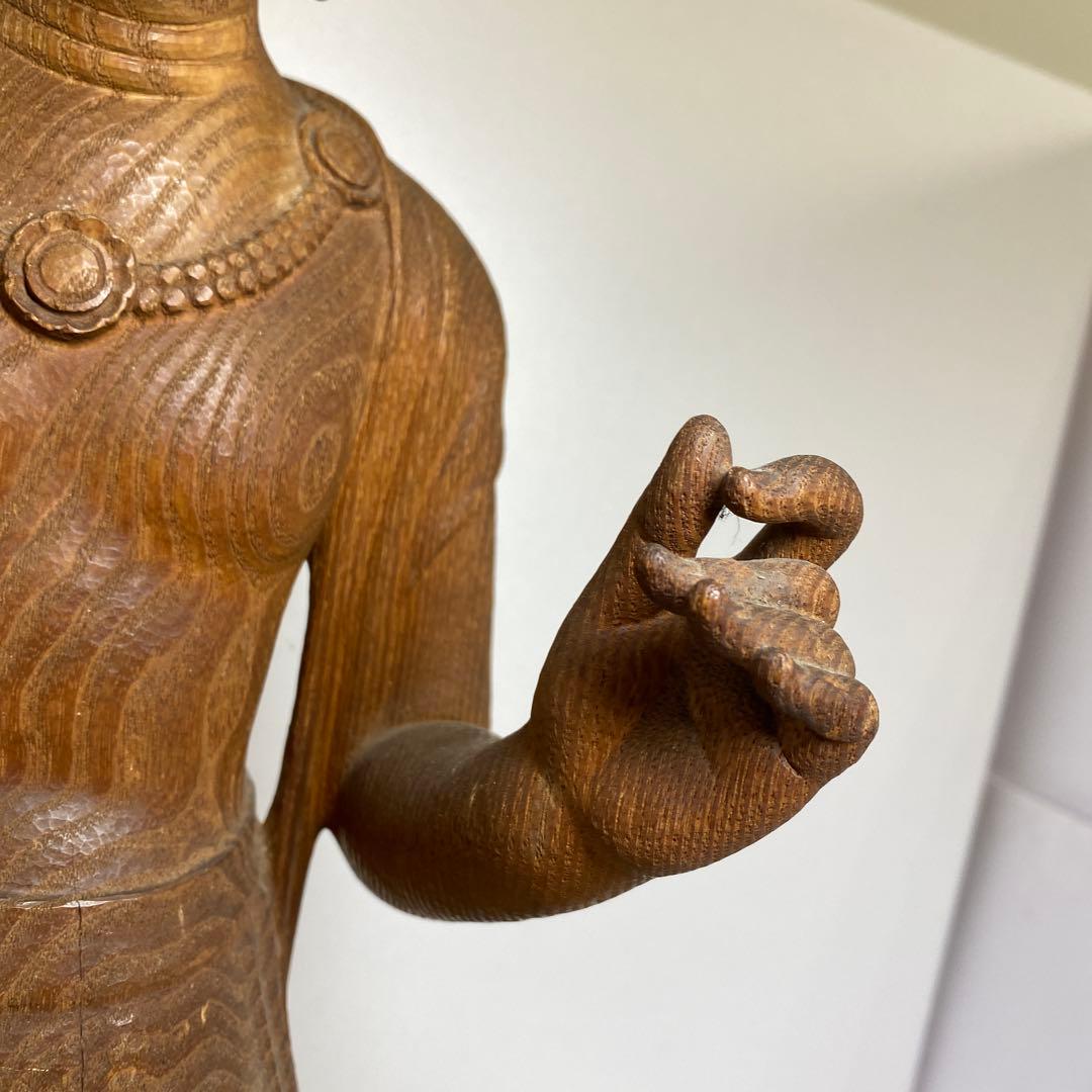 森山朝光作　木彫　弥勤　高さ約57.5㎝　チヒオニ　東さ8-0104☆2F