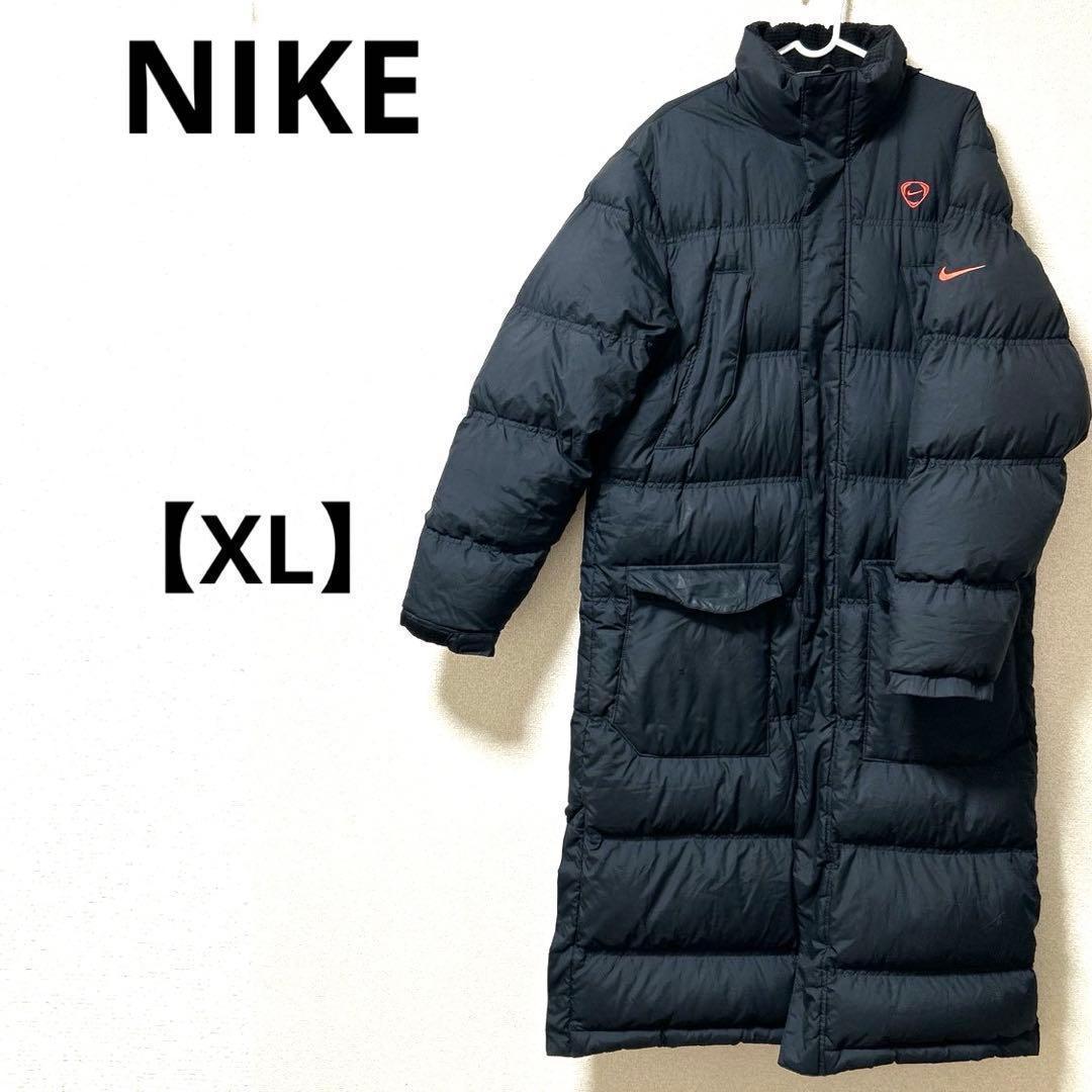 ナイキ【XL】ロングダウンコート　ベンチコート　軽量　ブラック　スポーツ　秋冬