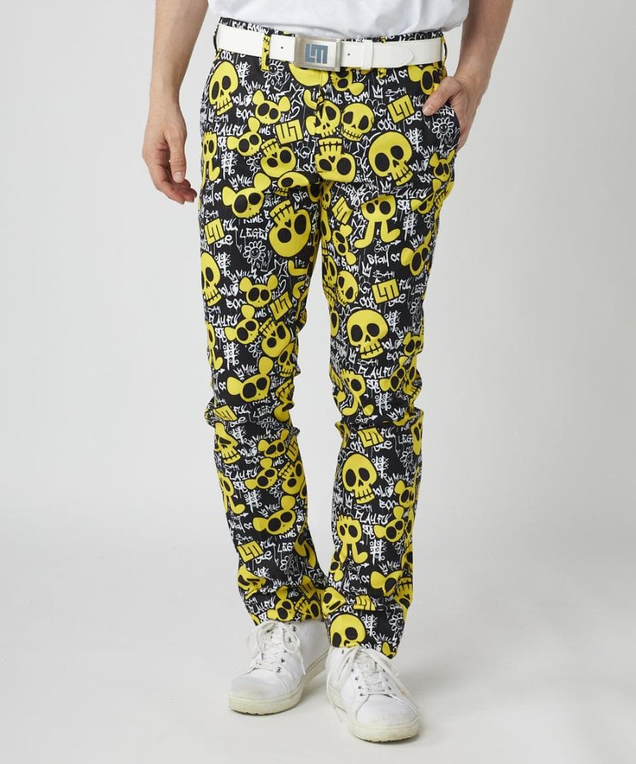 ★春ゴルフ★ラウドマウスゴルフ★ストレッチツイル柄パンツ★L★アニマルスカルズ