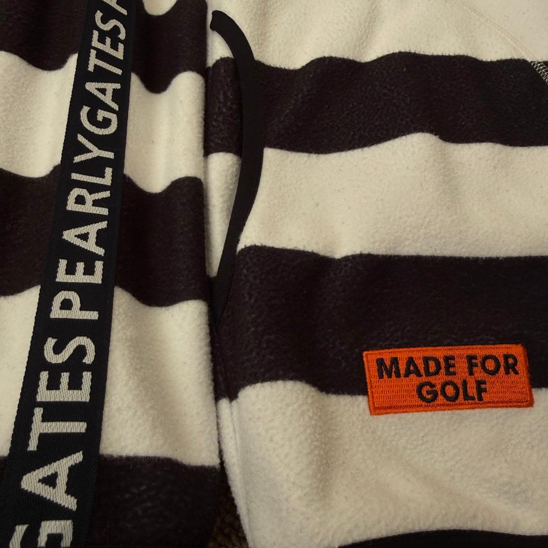 パーリーゲイツ　ジャケット　ブルゾン　フリース　白　紺　M〜L相当　ボーダー柄