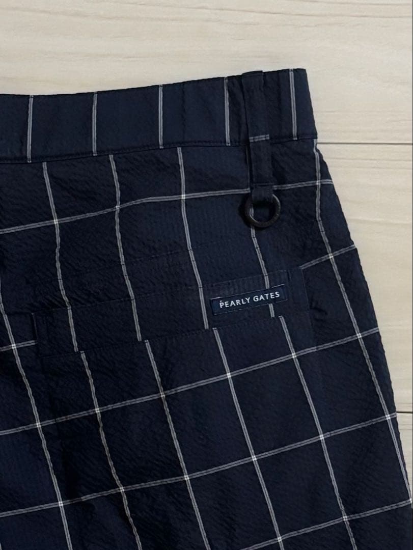 PEARLY GATES チェック柄パンツ ネイビー
