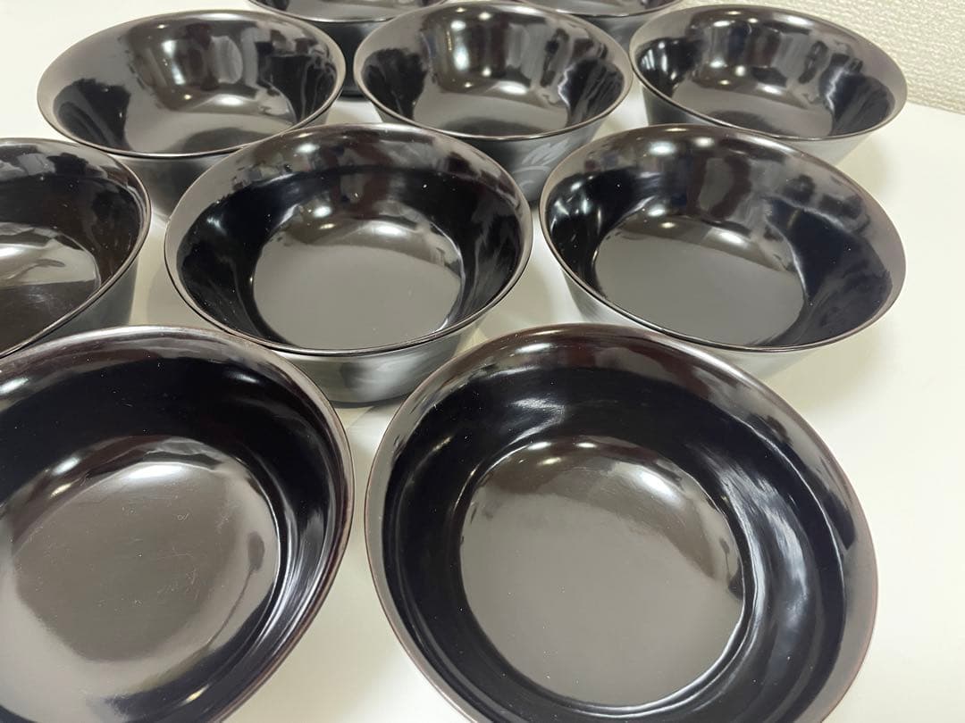 黒漆器 黒漆 内黒塗 漆器 吸物 懐石椀 煮物椀 10客 唐草柄 アンティーク