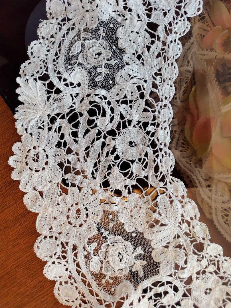 ホワイト総レースつけ襟ハンドメイドビンテージ