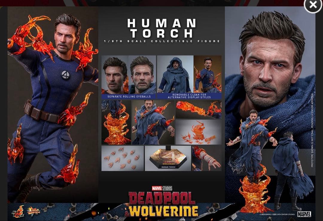 新品ホットトイズ　デッドプール＆ウルヴァリン1/6スケール　ヒューマン・トーチ