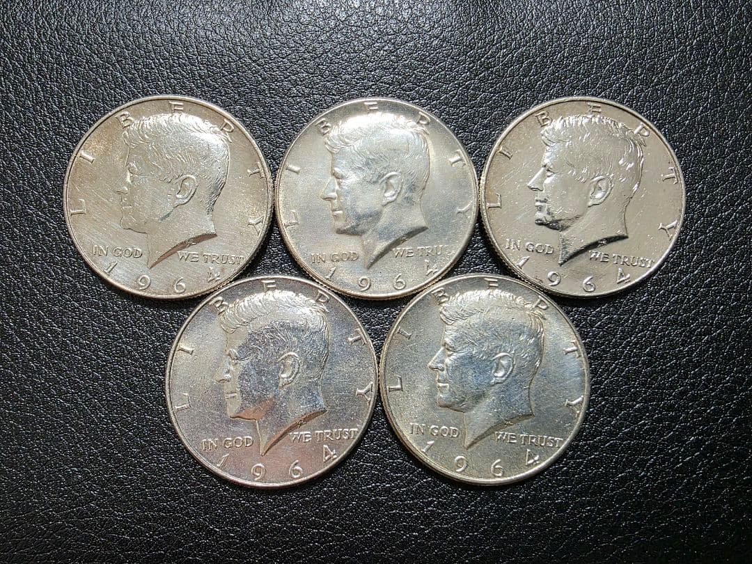 1964年 ケネディハーフダラー 5枚セット
