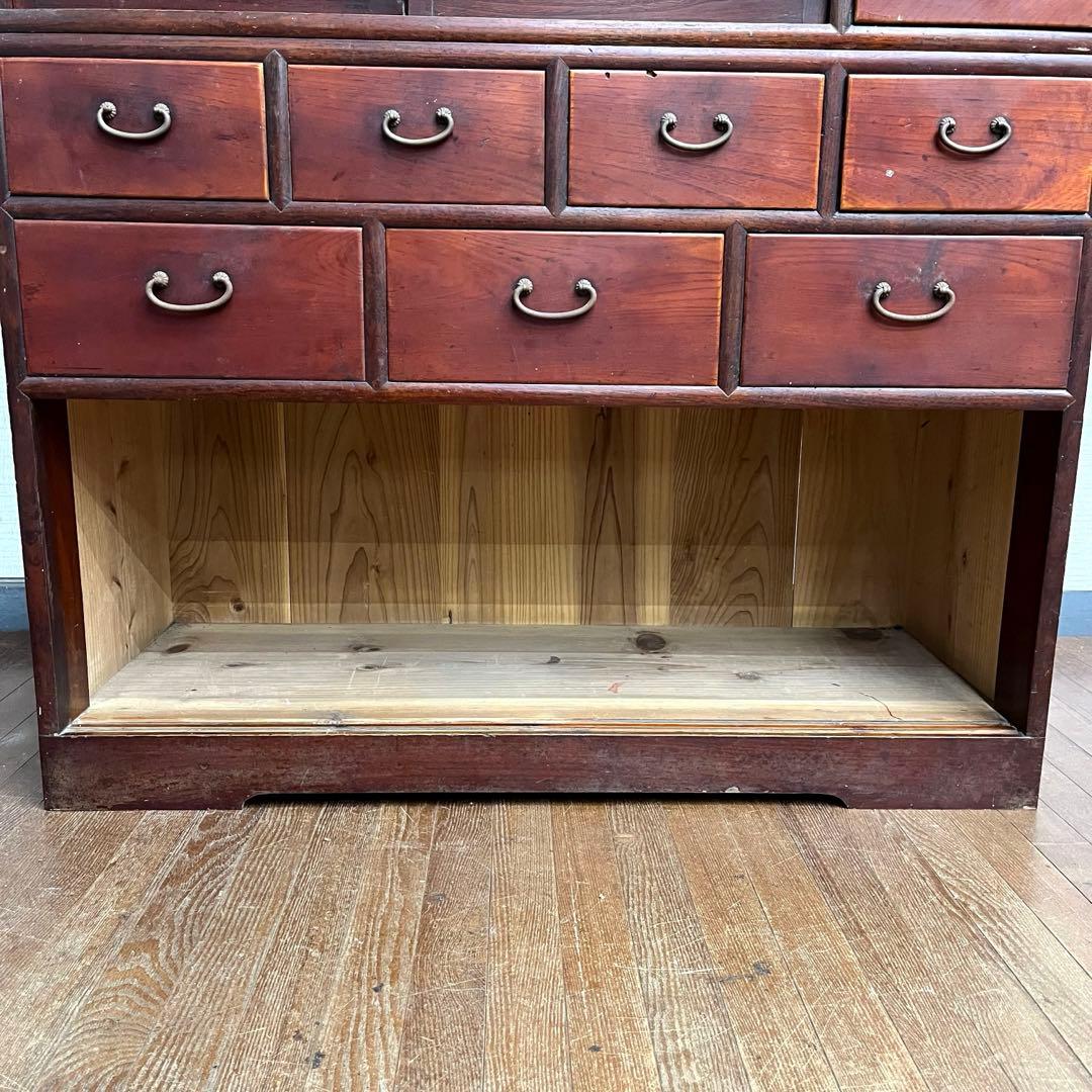 【アンティーク】時代家具 無垢材 茶箪笥 水屋箪笥 食器棚 二分割 古家具