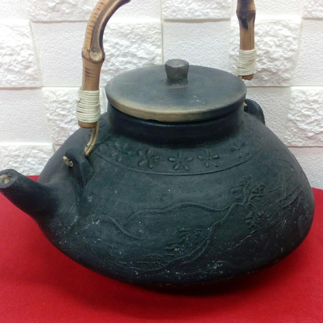 明治時代頃茶道具大型サイズ帆掛舟家屋造形美図柄時代土瓶当時物