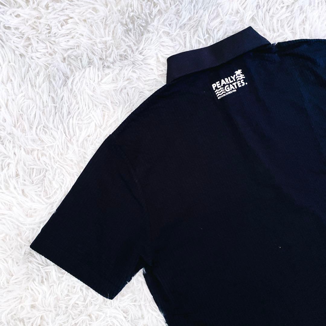 ☆PEARLY GATES ☆ホロシャツ サイズ7(3L)ブラック　ストライプ