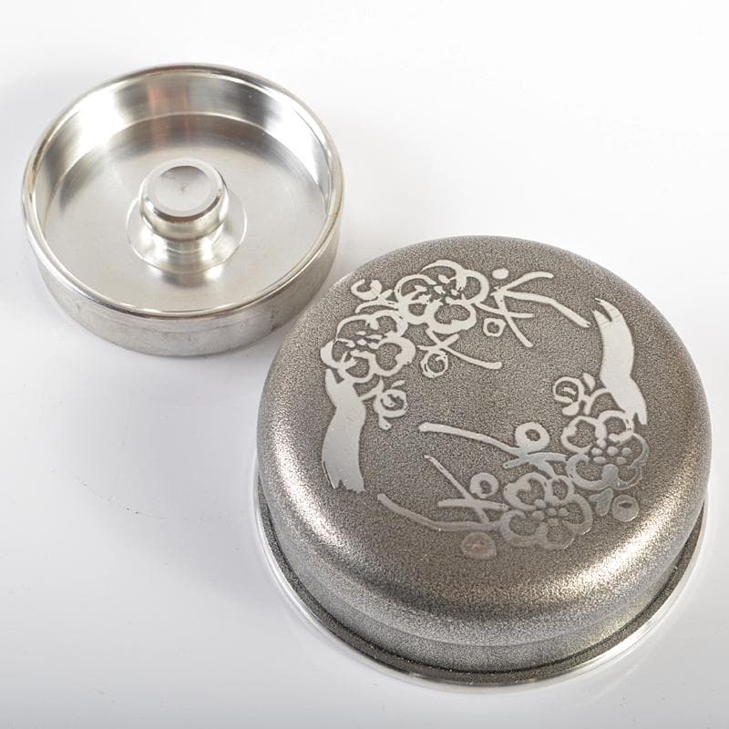 煎茶道具　錫半製　上錫　松文　茶壷　茶心壷　約446g　共箱　M　R6334