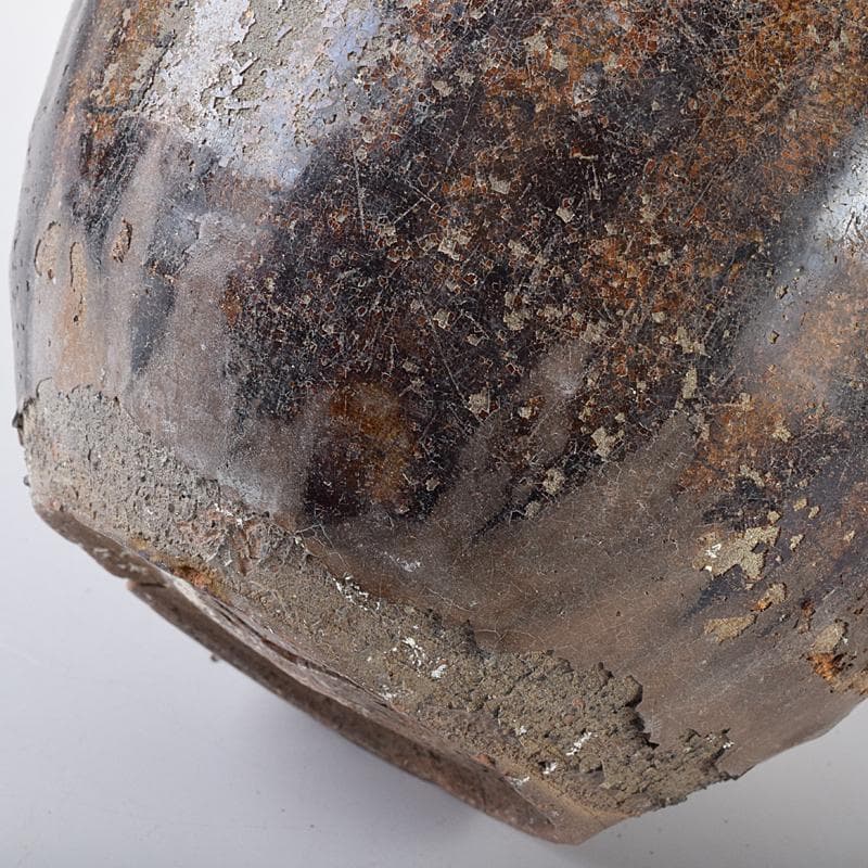 朝鮮美術　李朝　飴釉　碗口瓶　V　R8031B