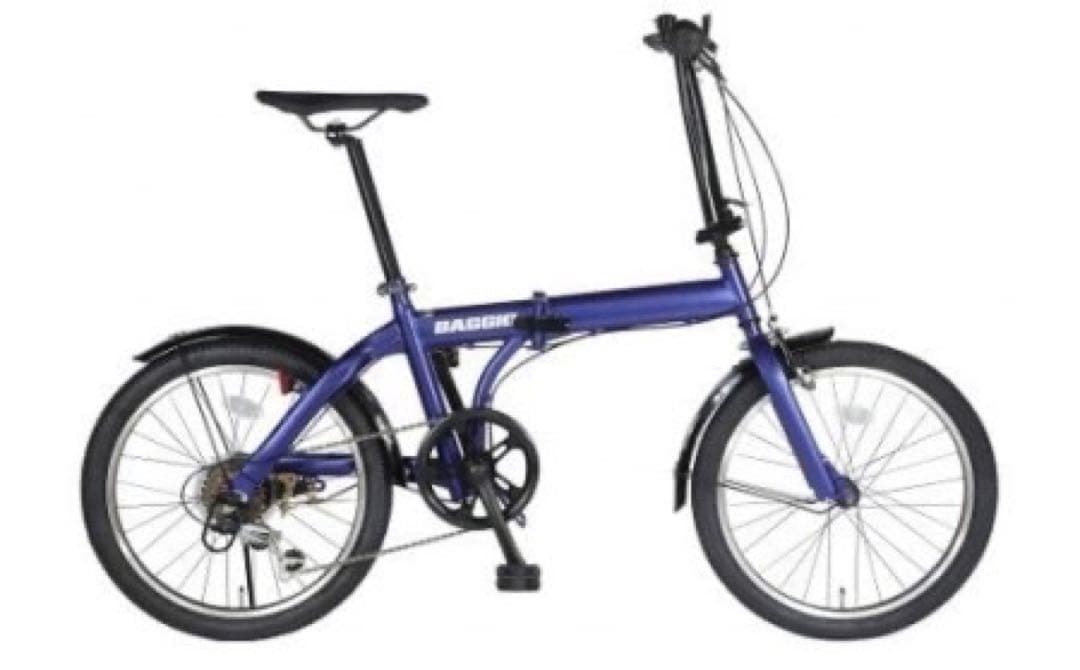 半額！BAGGIO 折りたたみ自転車 青　防災対応20型６スピード　ノンパンク