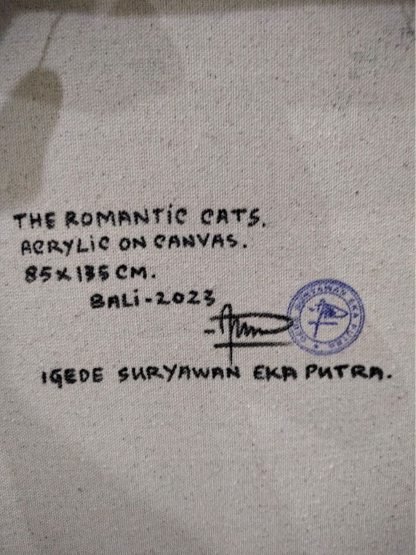 バリ絵画:猫のロマンス