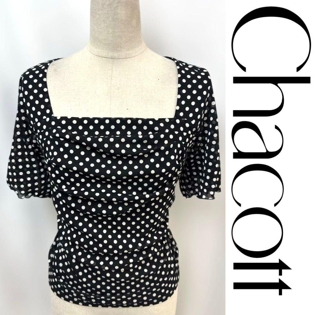Y5661★M【Chacottチャコット】ドット りぼん トップス 社交ダンス