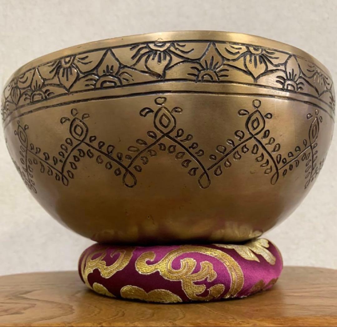 シンギングボウルカービング22cmリンガムボウルリング付き