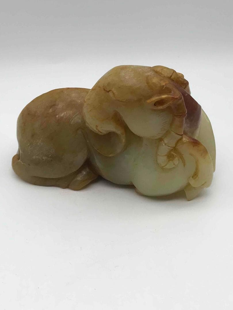 漢時代　和田玉　瑞獣　瑞馬　神駿　玉彫り　古玉石　時代物(F-33)