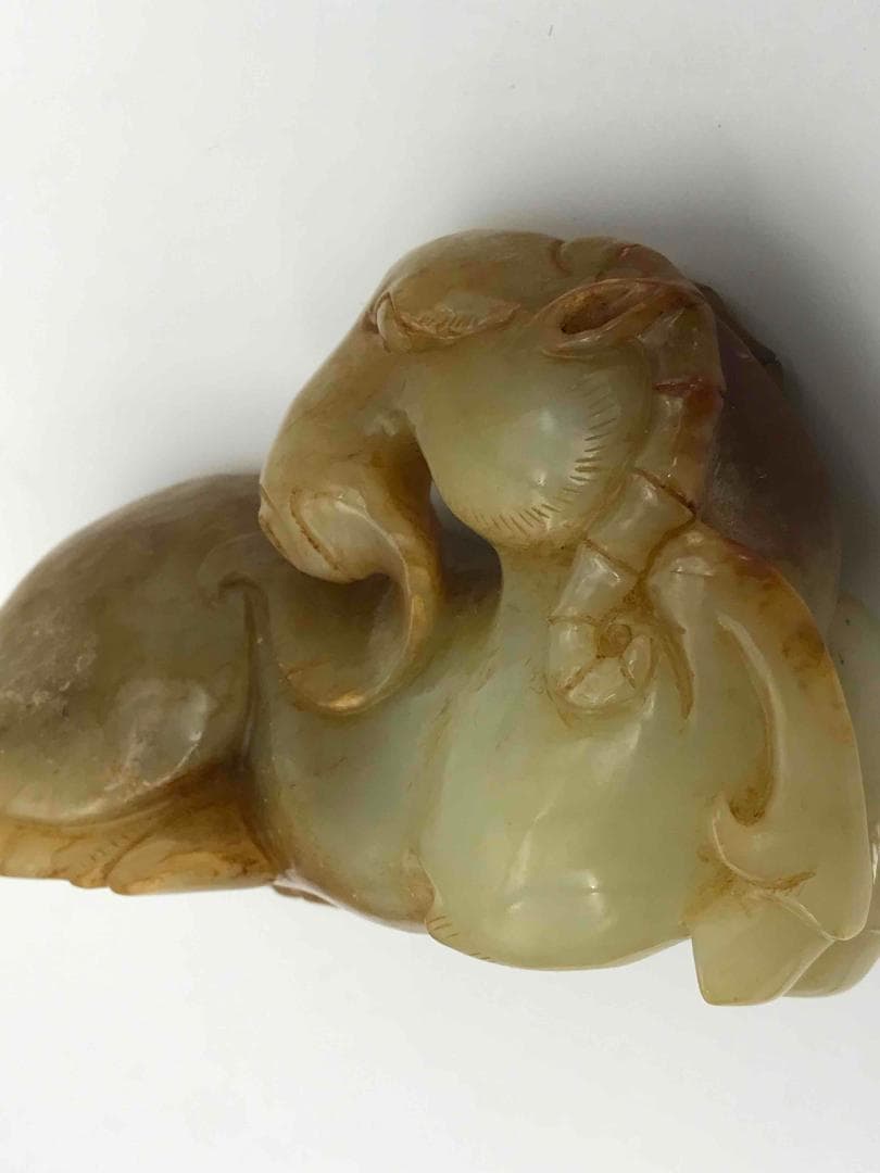 漢時代　和田玉　瑞獣　瑞馬　神駿　玉彫り　古玉石　時代物(F-33)