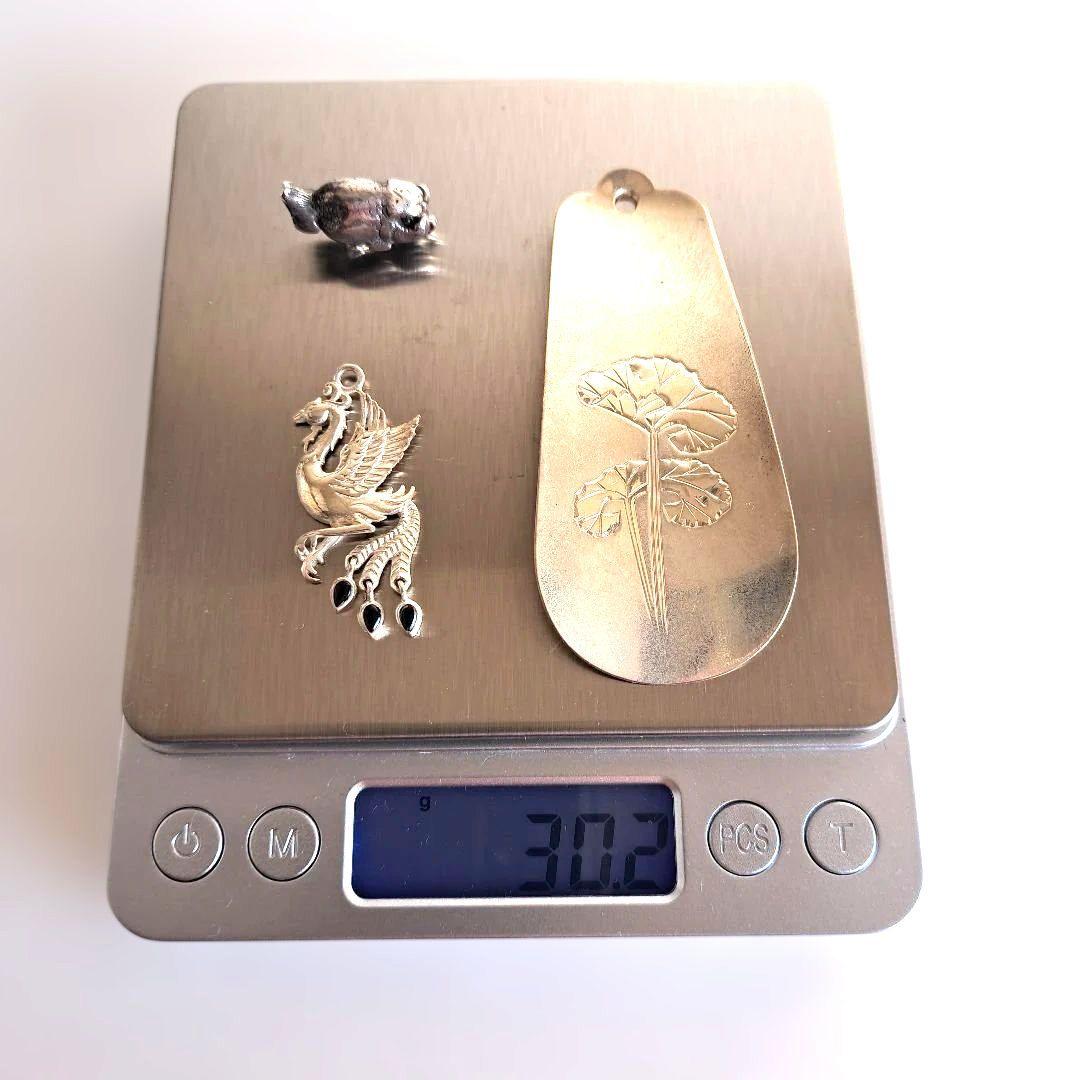 銀製　靴べら　シルバー925　蓮葉　鳳凰　金魚（ランチュウ）　アンティーク