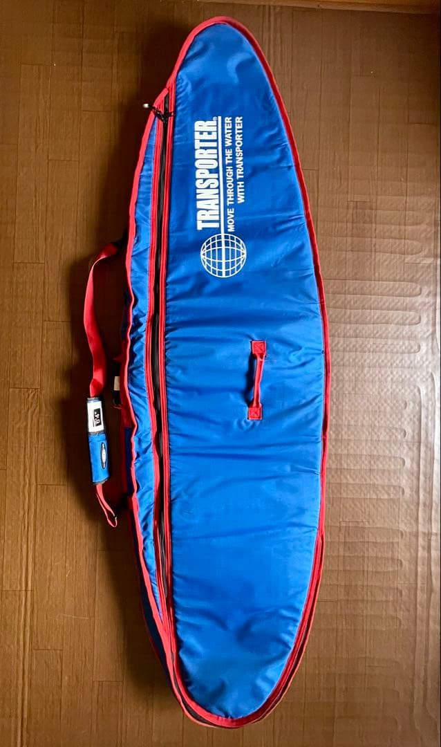 ［美品］TRANSPORTER サーフボードケース 青/赤6’4