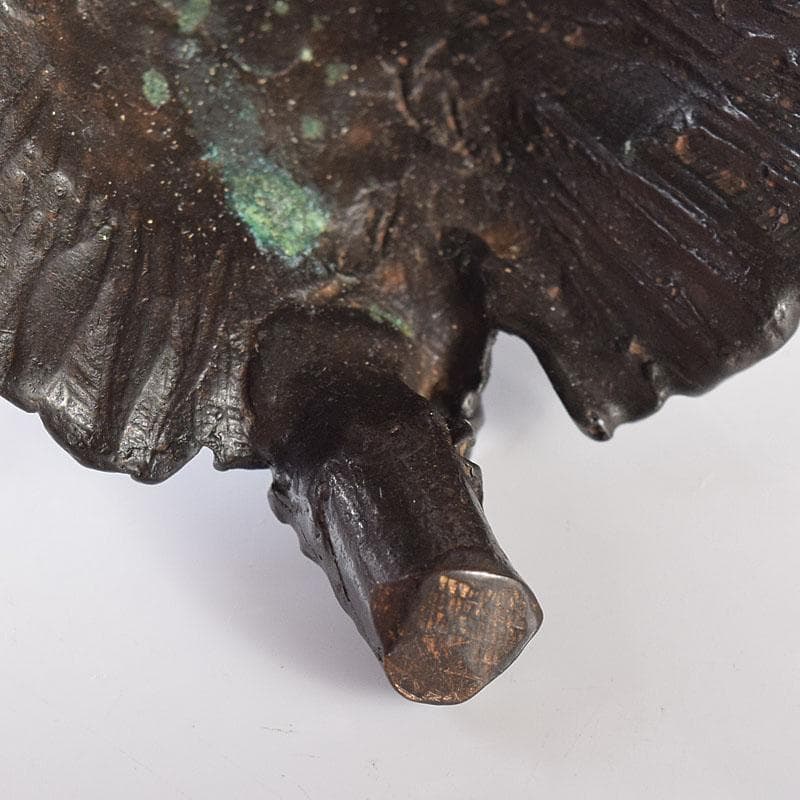 高岡銅器　千秋長治作　蝋型鋳銅　蓋置　共箱　Ｖ　7854