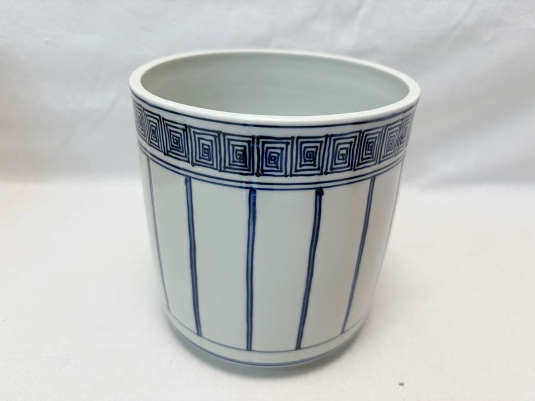 未使用 茶道具 平安 瑞泉造 染付 桶側水指 底印 塗り蓋 水差し 共箱