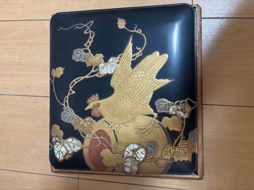 時代　光琳　蒔絵　硯箱　螺鈿細工