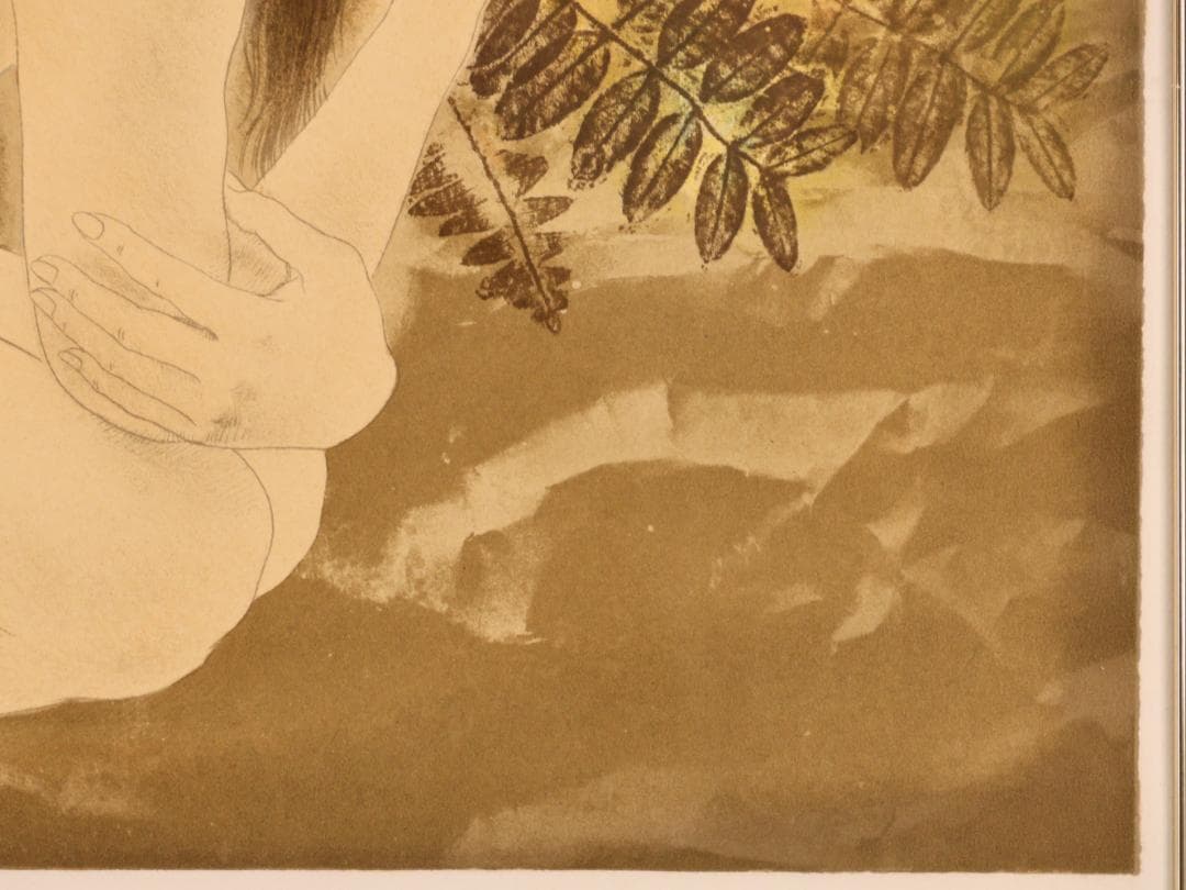 【真作】　山本文彦 「 想 」リトグラフ 10号 直筆サイン 裸婦　BK186