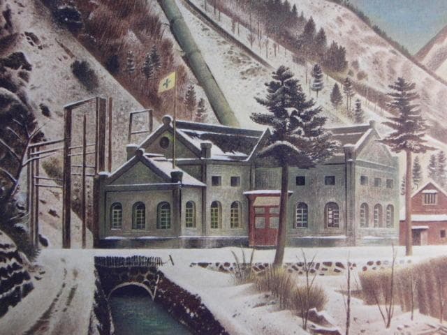 岡鹿之助、【山麓】、希少な画集画、新品高級額 額装付、状態良好