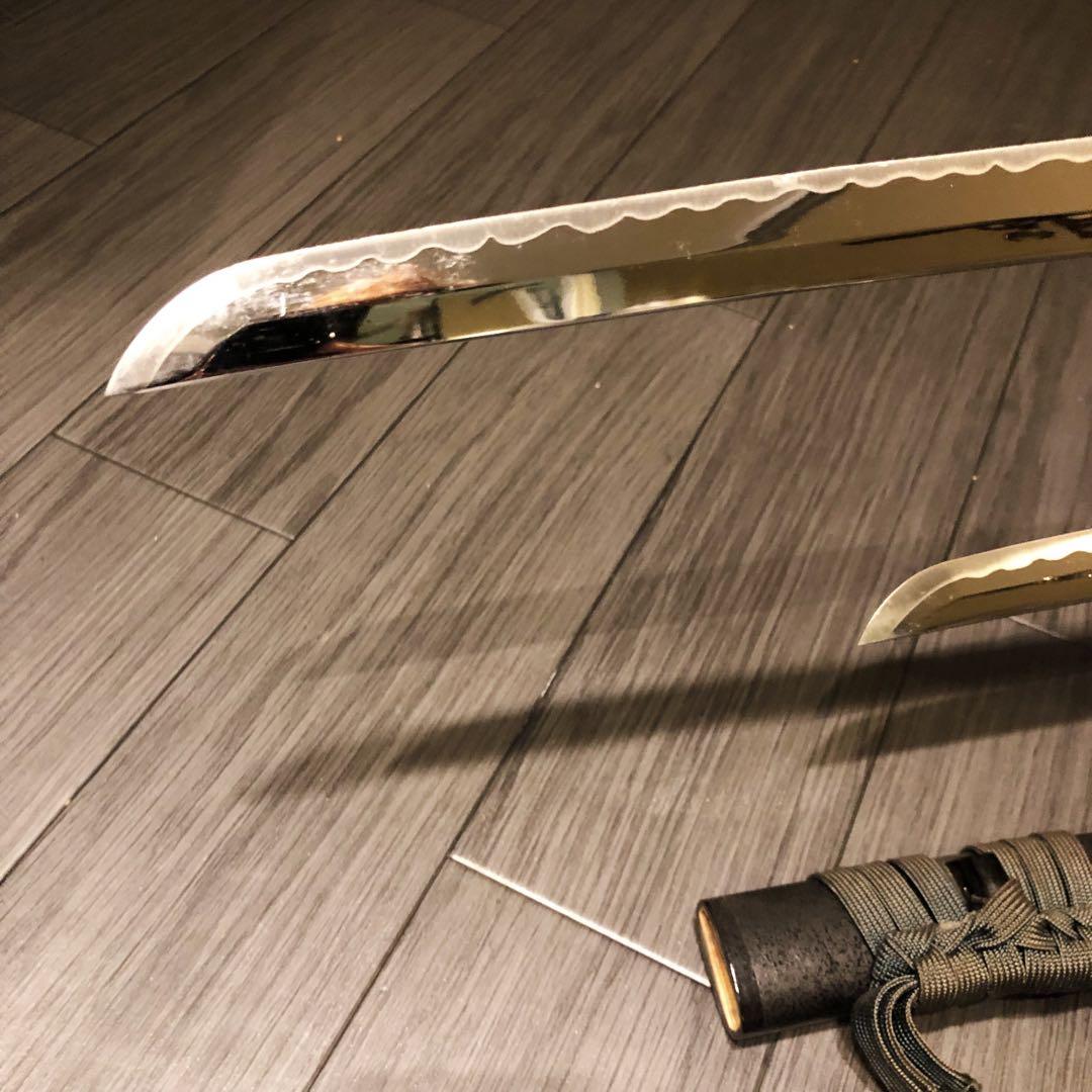 高級模造刀　居合刀　 美術刀剣　太刀　脇差　大小セット　深緑拵え