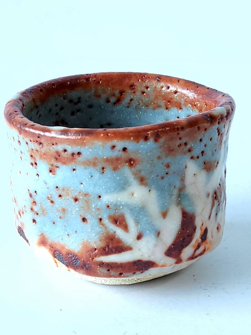 人間国宝　加藤卓男　鼠志野 酒杯 共箱 酒器 ぐい呑み